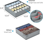 Sock Organizer 4 Pack, 24 Cell Underwear Organizer Foldable Underwear Storage, Sock and Underwear Drawer Organizer for Socks 
