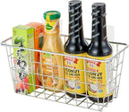 JUNCHU CHERRY 2 Pack Hanging Storage Basket, Bathroom Basket, Household Goods, with Traceless Tape, no Drilling, for Cabinet 
