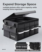 HOTOR Car Trunk Organizer - Foldable Trunk Organizer for SUV, Car Storage with Reflective Strips Securing Cover, Large Capacity