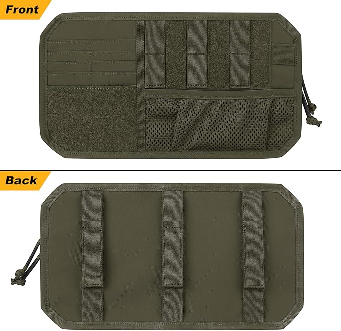 Car Sun Visor Organizer, Tactical Sunvisor Organizers Storage Covers for Trucks, Molle Panel with Pockets Zipper Visor Storage Pouch Accessories, Fits Most Vehicles, SUVs & Jeeps (RG)