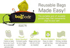 Sturdy Reusable Grocery Bags Foldable and Washable - Made From RipStop Nylon Hold 50lbs - Designed in USA Reusable Shopping Bags Inside a Compact Pod with Carry Clip - 10 Pack in Green