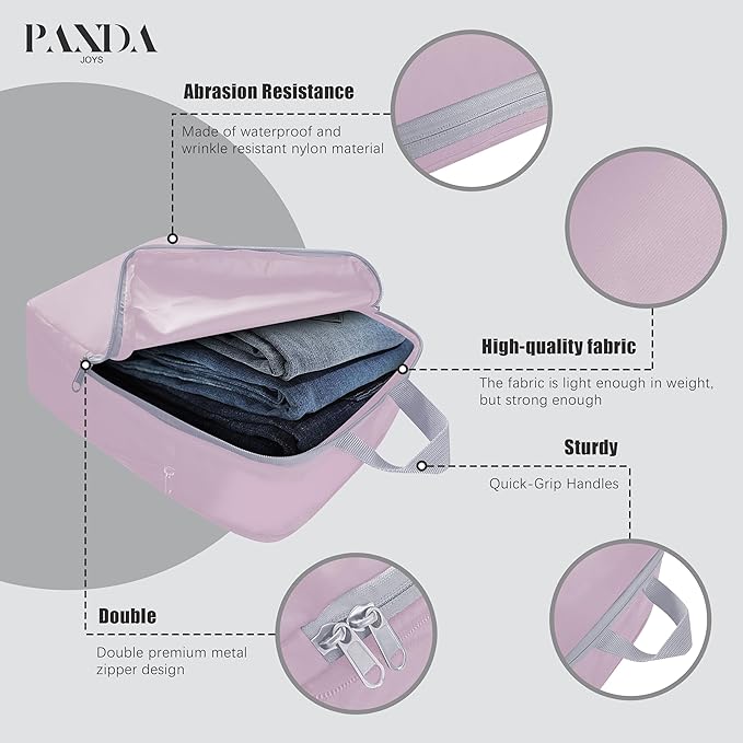PANDA JOYS 4 Set Compression Packing Cubes Travel - Travel Accessories Expandable Packing Organizers for Carry On - Essential