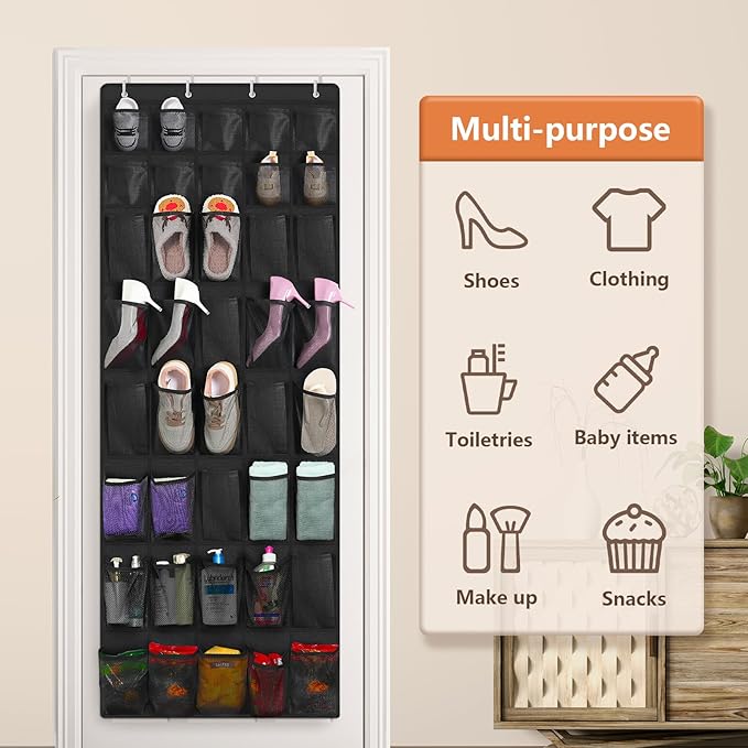 FENTEC 40 Large Pockets Over The Door Shoe Organizer, Mesh Hanging Shoe Organizer Shoe Rack for Closet Mesh Closet Shoe Holde