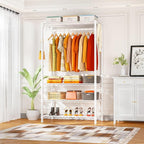 Ulif H4 Portable Closets, 4-Tier Metal Clothes Garment Rack for Bedroom and Cloakroom, Clothing Closet Storage and Organizer 