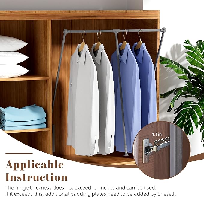 Nisorpa Pull Down Closet Rod, Adjustable 35-47 Inch Aluminium Soft-Close Wardrobe Lift Rail Organizer for Hanging Clothes, Tw