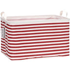 Sea Team Collapsible Canvas Fabric Storage Basket with Handles, Rectangle Waterproof Storage Bin, Box, Cube, Foldable Shelf B