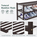 Smiry Shoe Rack, 3 Tier Thick Bamboo Shoe Organizer, Stackable Free Standing Wooden Shoe Storage Shelf for Closet, Entryway, 