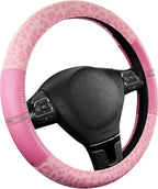 Road Comforts Leopard Steering Wheel Cover for Women, Cute Anti-Slip Microfiber Leather, Universal Fit 14.5-15 Inch Round Ste
