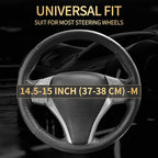 Leather Car Steering Wheel Cover,Anti-Slip, Safety,Soft,Breathable,Heavy Duty,Thick,Full Surround, Sports Style,Universal Car