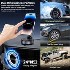 Vacuum Magnetic Car Phone Holder for Magsafe, Hands-Free 360° Adjustable Suction Cup Phone Mount for Car/Gym/Mirror/Smooth Surface, Compatible with iPhone & Android (Silver Black)