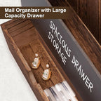 Mail and Key Holder Wall Mount with Storage Drawer – Modern Wooden Mail Organizer for Wall Entryway, 7 Key Hooks & Chalkboard