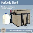 Reusable Grocery Bag (Single) – Durable Reusable Shopping Bag Box. Insulate, Stand Up, Stay Open, Fold Flat – Large Tote Bag with Long Handles & Reinforced Bottom. 2 Year Warranty.