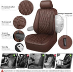 CAR PASS Piping Luxury Faux PU Leather Two Front Car Seat Covers, Waterproof Anti Slip Seat Covers Compatible with Front Seat