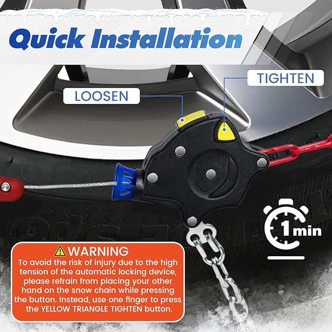 Auto-Trac Snow Chains for Car Tires Passenger Emergency Tire Chains for SUV and Car, Set of 2