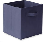 Casafield Set of 6 Collapsible Fabric Cube Storage Bins, Navy Blue - 11" Foldable Cloth Baskets for Shelves, Cubby Organizers