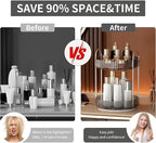 YCIA&DONE 360 Rotating Makeup Organizer and Storage for Vanity Countertop 2 Tiers, High Capacity Cosmetic Skincare Perfume Or