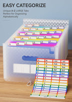 ABC life 26 Pockets Accordion File Organizer, Expanding File Folder, Portable Monthly Paper Bill Tax Receipt Organizer, Lette