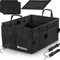 Car Trunk Organizer - Large Collapsible Storage Box with Adjustable Compartments - Heavy-Duty Cargo Organizer for SUV, Truck &