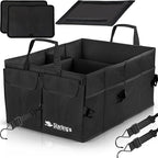 Car Trunk Organizer - Large Collapsible Storage Box with Adjustable Compartments - Heavy-Duty Cargo Organizer for SUV, Truck &