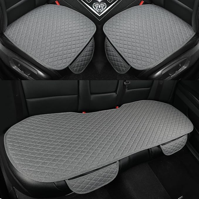 West Llama Linen Car Seat Covers,Bottom Seat Covers for Cars Include 1 Pair Front Driver Seat Pad Mat and 1 Rear Bench Cover 