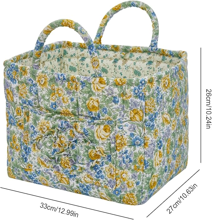 Boho Fabric Storage Basket, Large Capacity Laundry Basket, 12.2'' x 10.23'' x 10.23'' Collapsible Laundry Hamper with Easy Ca