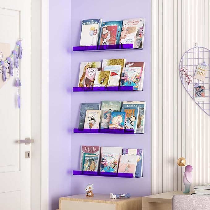 upsimples Acrylic Shelves for Wall Decor, 15" Display Shelf Perfume Organizer for Bathroom, Bedroom, Living Room, Floating Bo