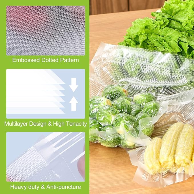 Bonsenkitchen Vacuum Food Sealer Rolls Bags, 8" x 50' & 11" x 50' Commercial Grade BPA Free Bag Rolls, Durable Customized Siz