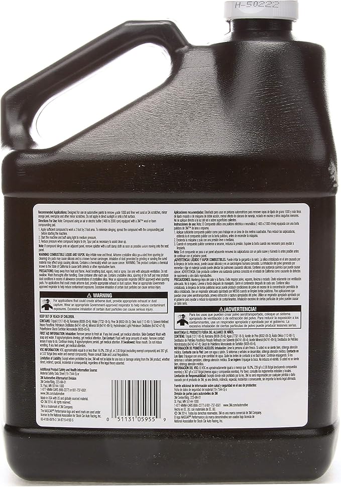 3M Super Duty Rubbing Compound, 05955, 1 gal (10.6 lb), Removes Oxidation, Contains No Waxes or Silicones