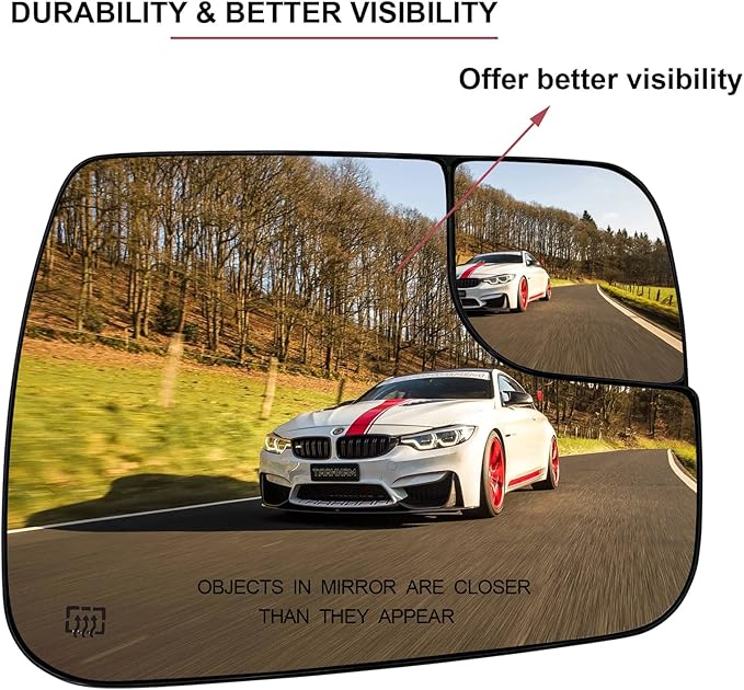 Dodge Ram 1500 Right Side Heated Blind Spot Mirror - Convex Glass with Rear Holder 68402036AA