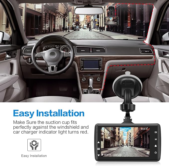 Dash Cam Front with 32G SD Card, BOOGIIO 1080P FHD Car Driving Recorder 3'' IPS Screen 170°Wide Angle Dashboard Camera Alumin
