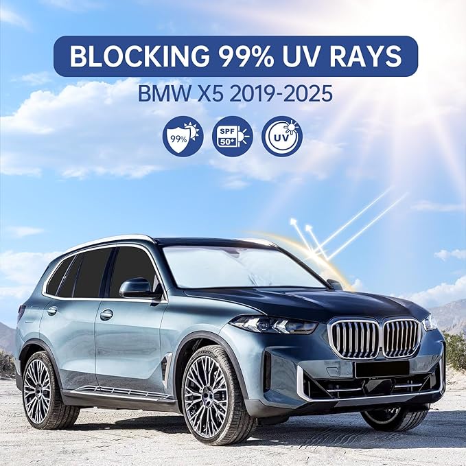 10pcs Car Window Shades for BMW X5 2019-2025, Full Car Window Covers for Privacy, Sunshades for X5 Front Rear Windshield Side Windows to Block UV and Protect Privacy