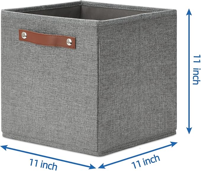 Temary 11 Inch Cube Storage Bins 4PCs Fabric Storage Cubes Storage Baskets Organizer with Handles, Foldable Baskets for Organ