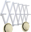 WEBI Accordion Wall Hanger,Expandable Wooden Coat Rack Wall Mounted,Accordion Hat Rack for Wall Rack for Hats,Caps,16 Peg Hoo