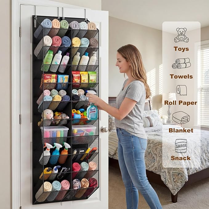 UVIAHOMI 30 Pairs Over the Door Shoe Organizer, Breathable Mesh Pocket Hanging Shoe Storage for Closet, 10-Tier Door Shoes Ra