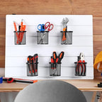 Colingmill 6 Set Slatwall Cups with Hook Black Metal Slatwall Organizer Accessories Slat Wall Basket Bin Pencil Mesh Wire Hol