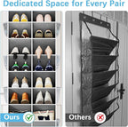 Yecaye 8 Tier Over the Door Shoe Organizer of Deep 16 Compartments, 50lbs Load Shoe Rack for Door in Oxford Holds 16-24 Pairs