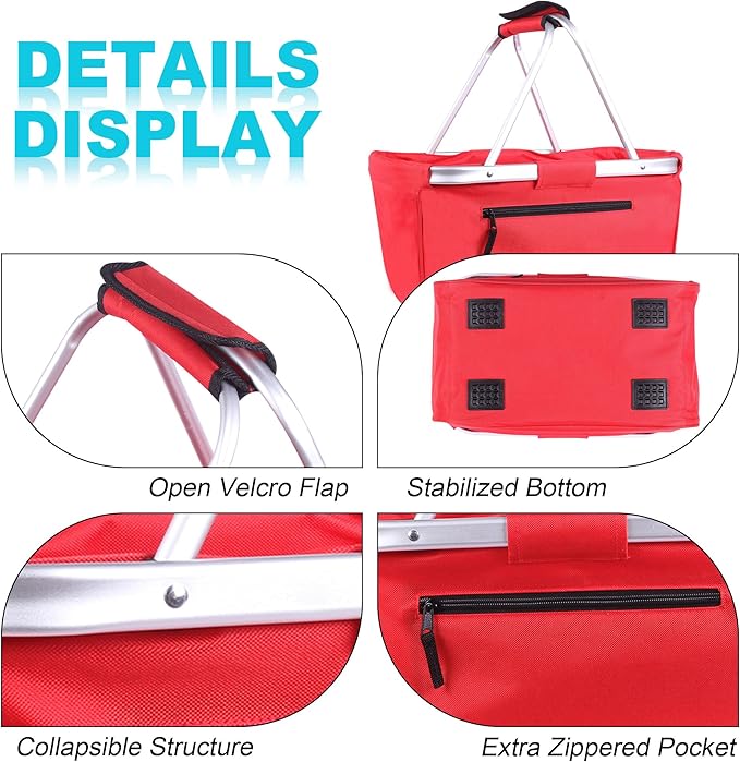 Picnic Basket, SIYUAN Collapsible Shopping Basket 24L Portable Grocery Basket with 2 Handles Reusable Folding Market Basket L