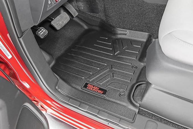 Rough Country All Weather Floor Mats for Nissan Frontier Crew Cab (2022-2025) - Non-Slip Waterproof Flexible Floor Mat, Front & Rear Set