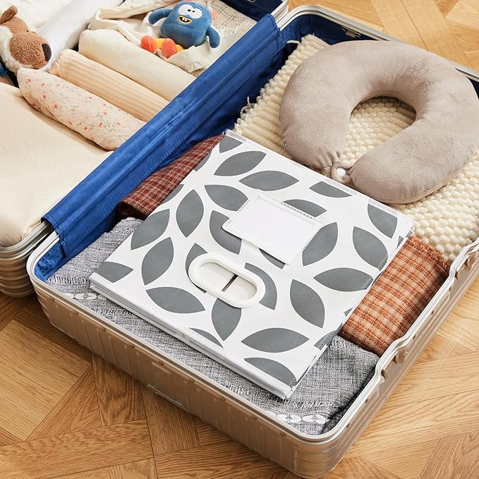 MAX Houser Fabric Storage Bins Cubes Baskets Containers with Dual Plastic Handles for Home Closet Bedroom Drawers Organizers,