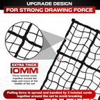 [Premium] 4'x6' Heavy Duty Cargo Net Stretches to 8' x 12', Extra Thick 10mm Cord Bungee Cargo Netting for Pickup Truck Bed, Roof Rack Net & 12 PCS Steel Carabiners