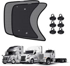 KUST 2PCS 23.6''*21.6'' Side Window Shade for Semi Truck, Peterbilt 389, Volvo VNL, Freightliner Cascadia, Freightliner Argosy - Mesh Sunshade with Suction Cup - Semi Truck Accessories for All Season