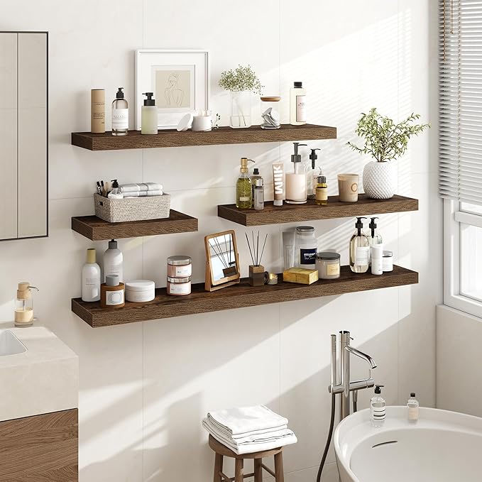 55 Inch Floating Shelves, 55"x9.25"x1.5" Inch Deep Floating Shelves for Wall, Wooden Shelves for Bathroom, Bedroom, Living Ro