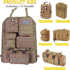 Universal Tactical Seat Back Organizer Vehicle Molle Panel Organizer Storage Bag with 5 Detachable Molle Pouch for All Vehicel Such as Jeep,Truck,SUV, Car, Ford,Chevy etc