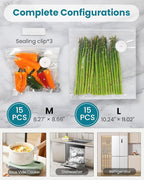 FEPPO Vacuum Sealer for Food with Visible Water Tank, Handheld Saver Compact Vacuum Sealer Machine with 30 Reusable Bags for 