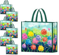 NymphFable 6 Pack Grocery Bags Reusable Butterflies colorful Flowers Shopping Bags Washable Foldable Tote Bag 50LBS