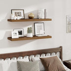 Fun Memories 12 Deep Floating Shelves, 40W x 12D Floating Shelves for Wall Set of 2, Extra Deeper Hanging Wood Shelves for Wa