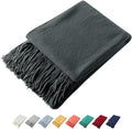 Homiest Decorative Knitted Throw Blanket With Fringe, Lightweight Acrylic Knit, Soft & Cozy Tassel for Couch Sofa Bed (Charco