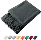 Homiest Decorative Knitted Throw Blanket With Fringe, Lightweight Acrylic Knit, Soft & Cozy Tassel for Couch Sofa Bed (Charco