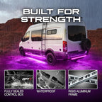 OPT7 Aura Aluminum Underglow for RV Exterior Lights w/Remote Control, 12V LED Waterproof Light Bars, Camper Van Neon Underbody Lighting Kit, RGB Multicolor Motorhome Travel Trailer Decoration