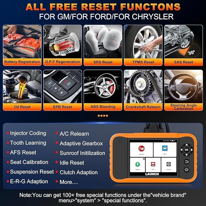 LAUNCH X431 Creader Elite 2.0 FGC OBD2 Scanner,ECU Code, Bi-Directional Scan Tool for Ford, for GM, for Chrysler,100+ Reset,